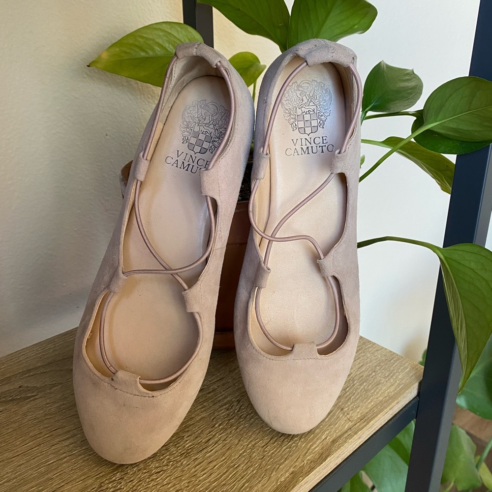 Vince Camuto pink suede ballet flats
